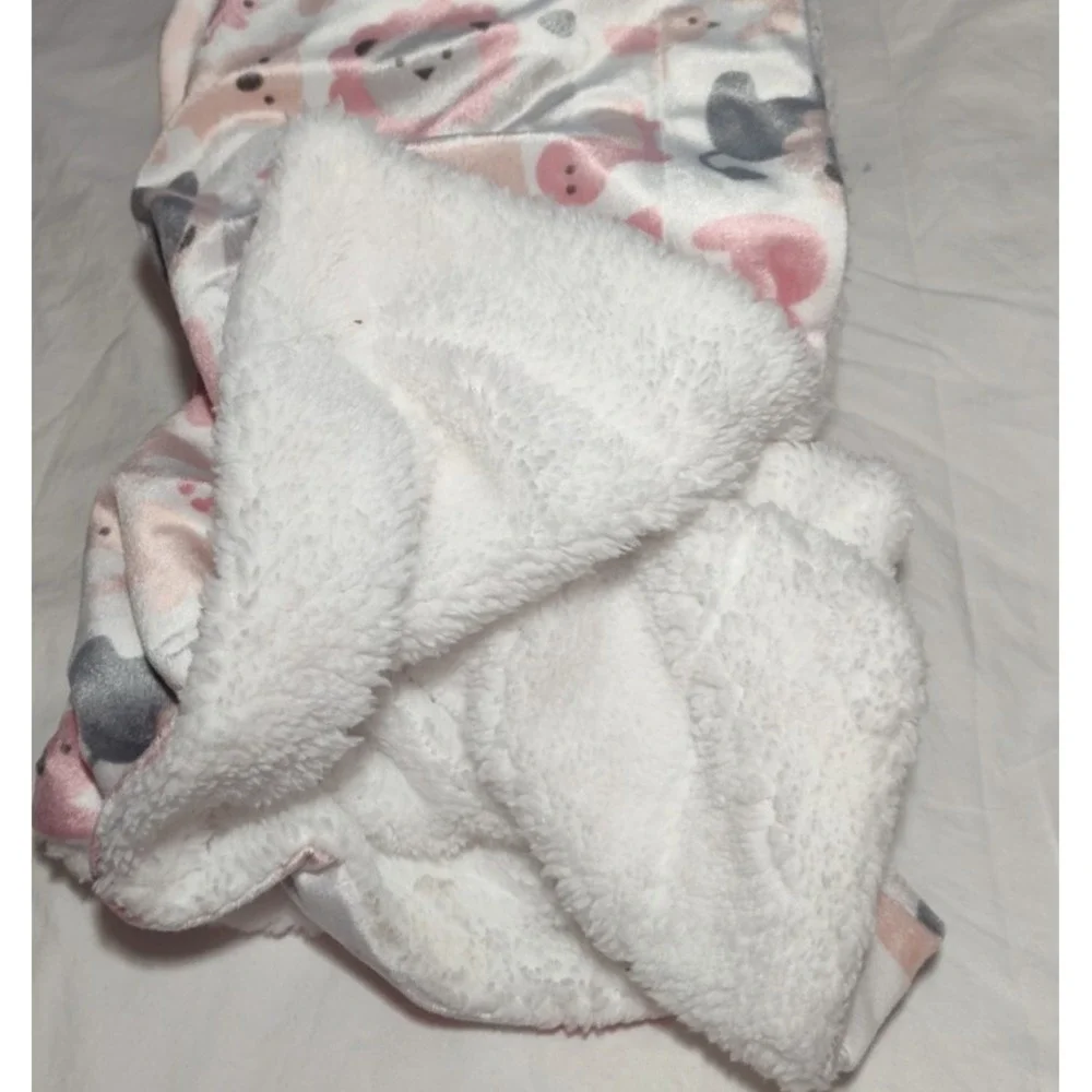 SL Home Fashions Pink Jungle Animals Baby‎ Blanket Sherpa Neck Support 119741
